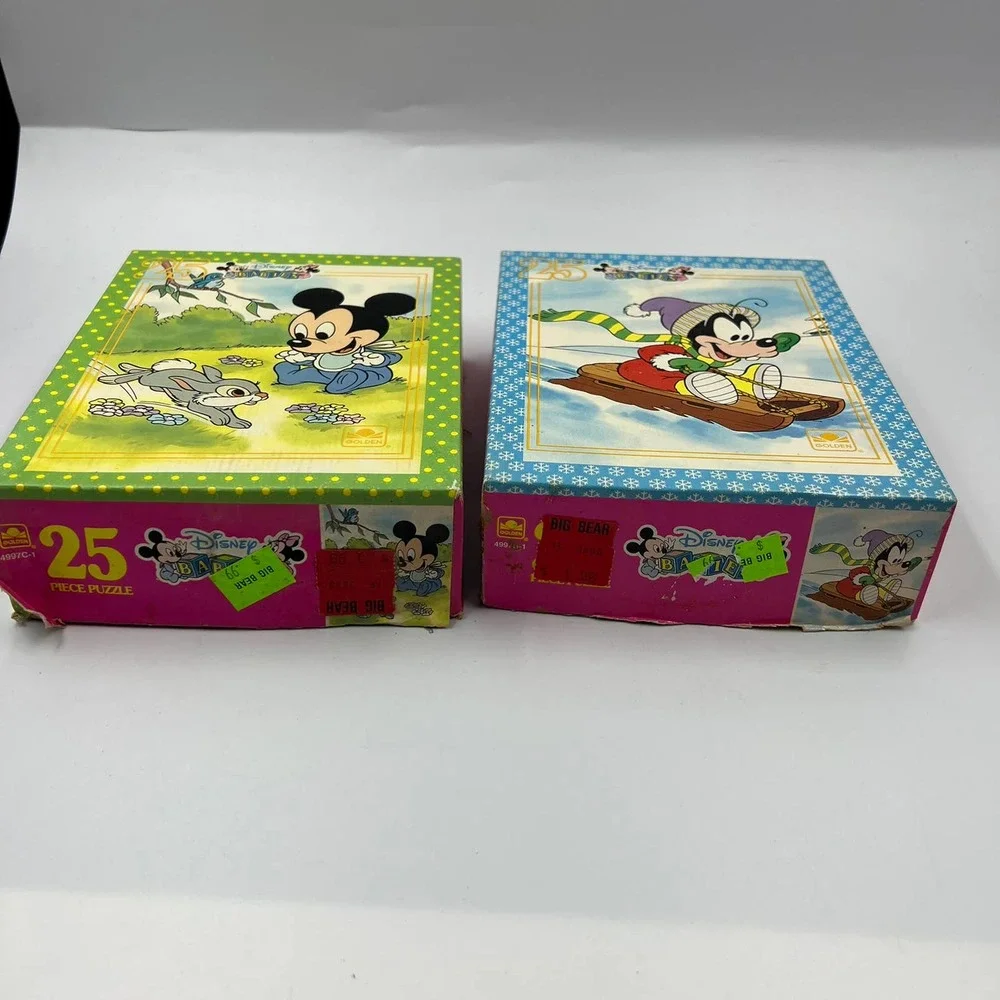 Vintage Disney Jigsaw Puzzles Lot Of 2‎ Goofy Baby Mickey Mouse 4997B 4997C